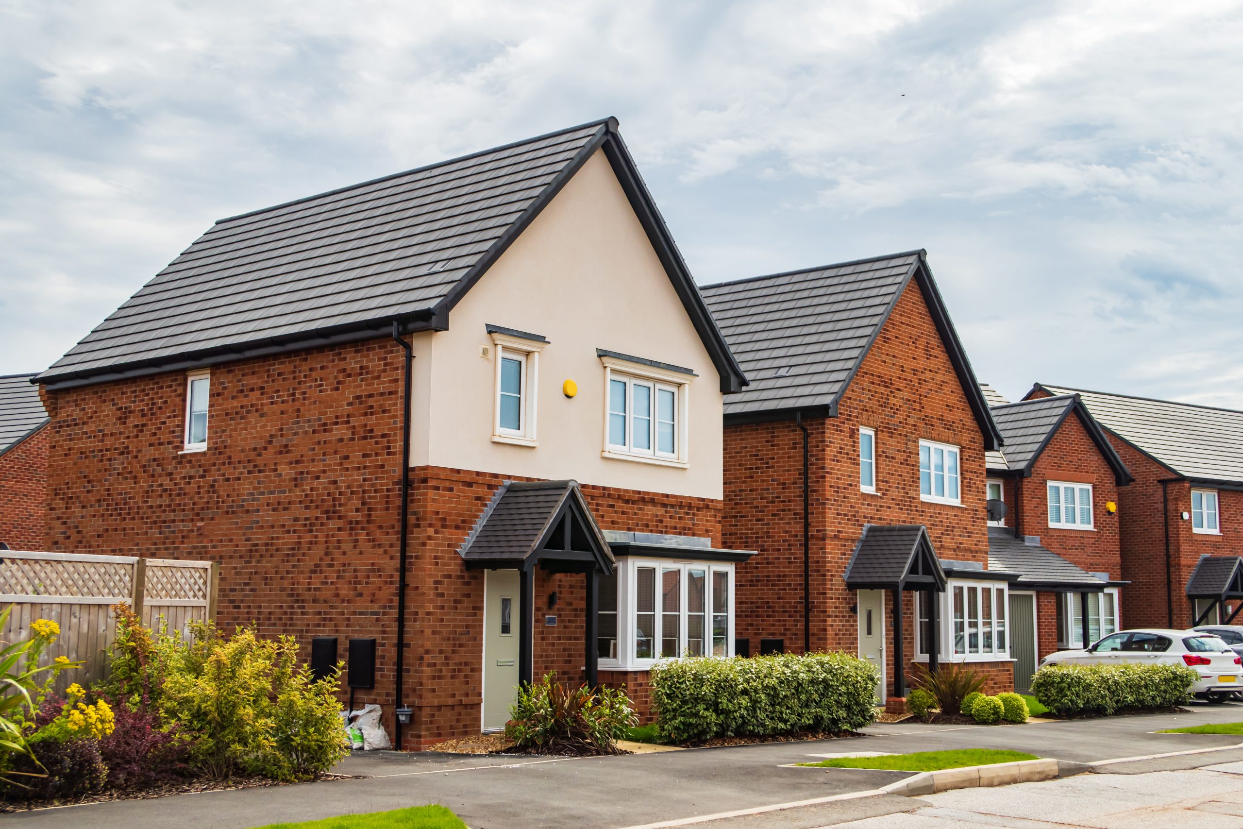 UK residential street with well-maintained roofs