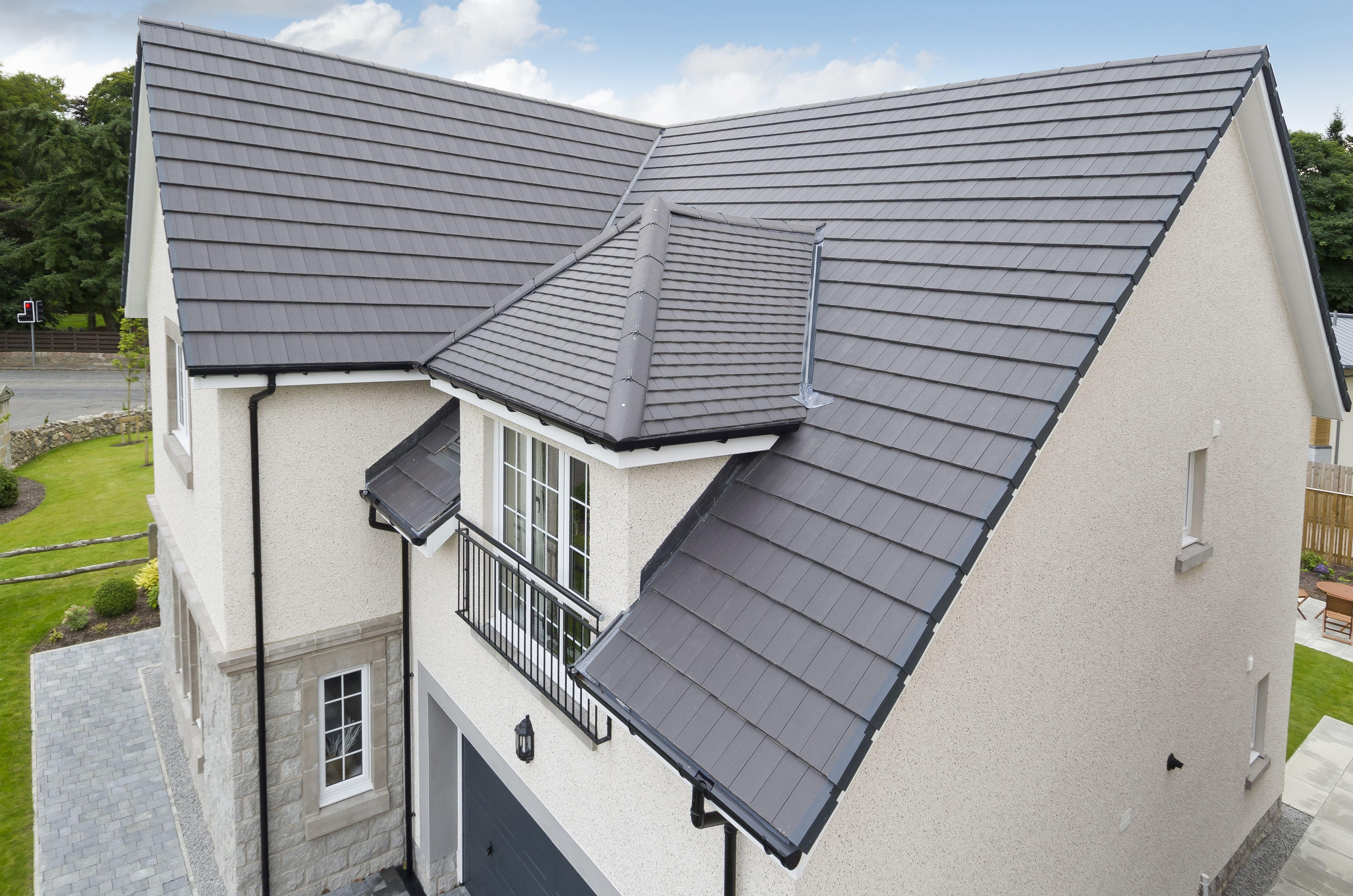 Close-up of quality tile roofing on British property